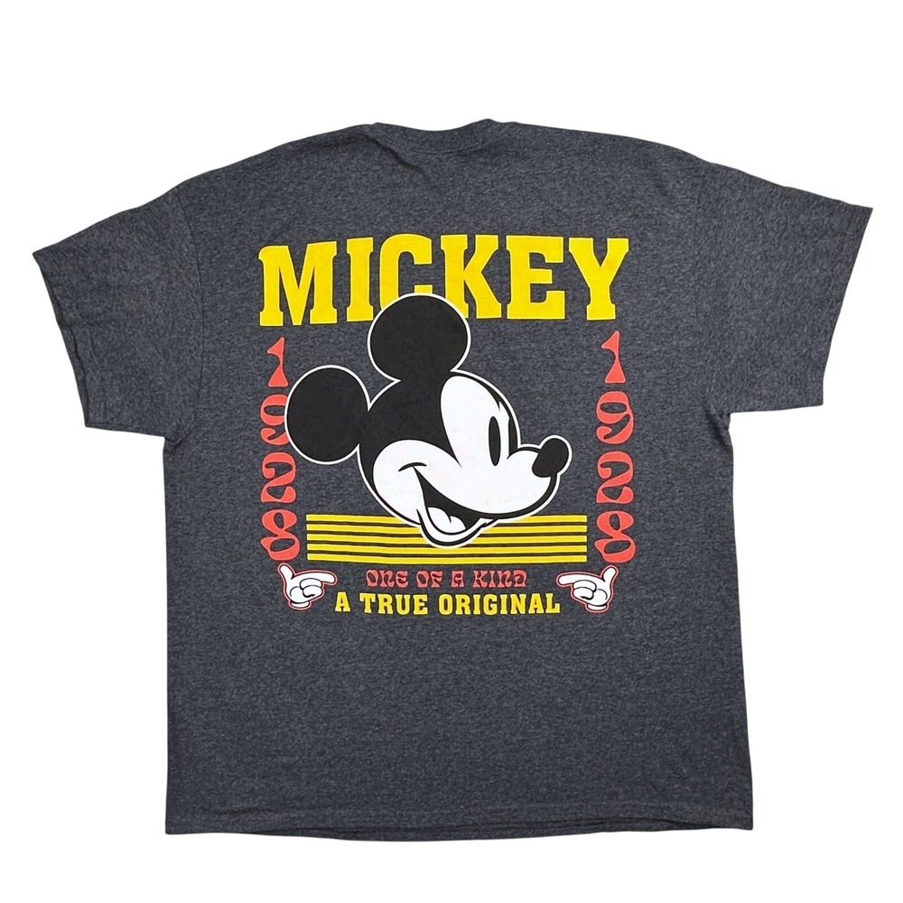 Disney Mickey Mouse Since 1928‎ Graphic Tee Shirt XL Gray Double Sided Adult
